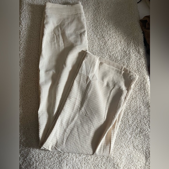 Cream straight leg dress pant with design - Picture 1 of 1